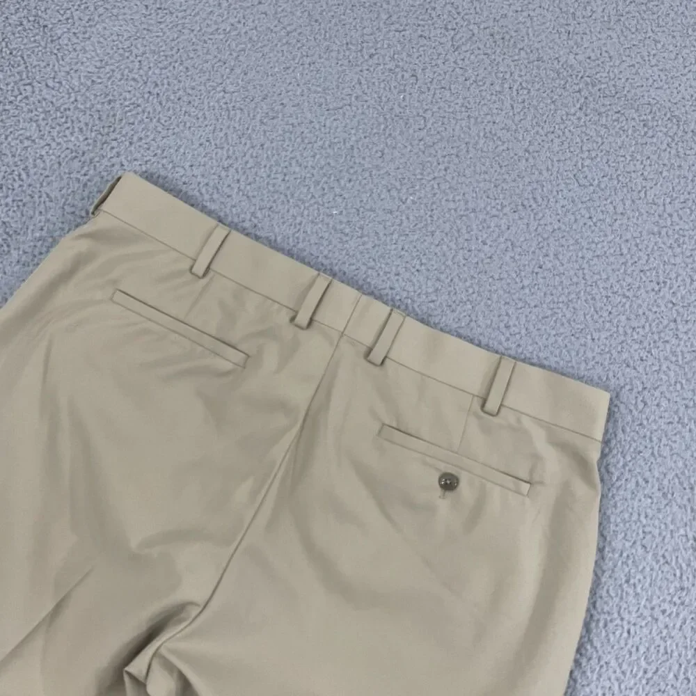 Louis Raphael Golf Pants Men 40x30 Tan Flat Front Performance Dress‎ Slacks